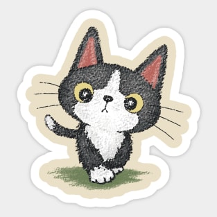 Black kitten walking Sticker